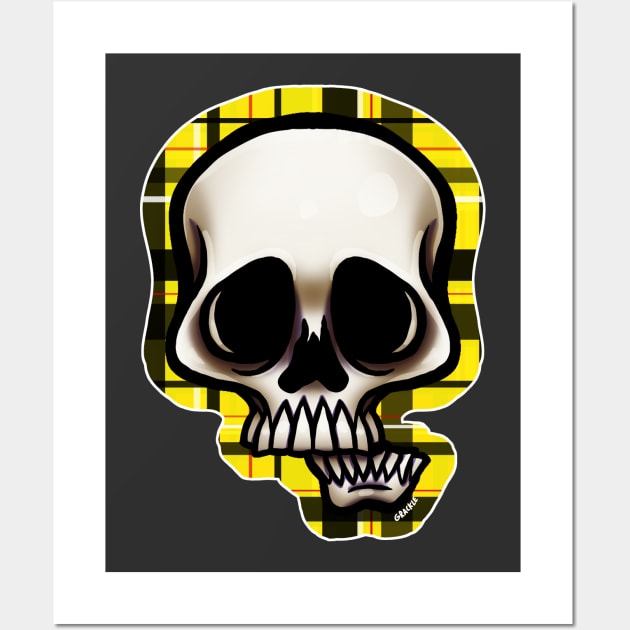 Yellow Plaid Skull Wall Art by Jan Grackle